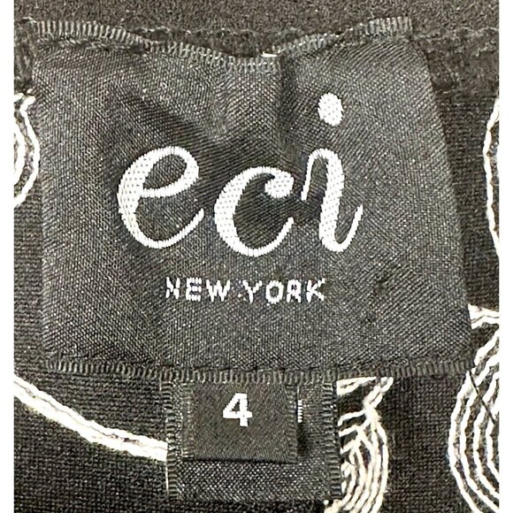 ECI New York Womens Classic Pencil Skirt Floral Embroidered Black Size 4 - Picture 8 of 11